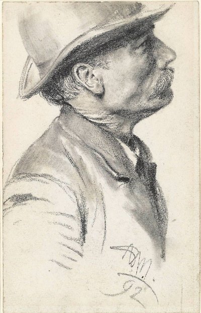 Man with Mustache and Hat by Adolph Menzel